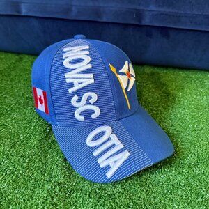 Nova Scotia Canada 3D Embroidery Flag Blue Structured Baseball Hat Cap Size OS